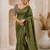 Mahendi Color Original flower design work work with floral design Silk blend Saree