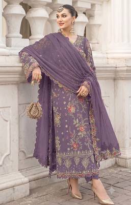 Lavendar heavy zari work kurti suit set 2