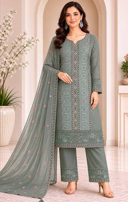 Elegant pista fancy sequins embroidery dress material set 1