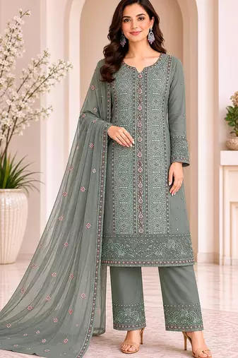 Elegant pista fancy sequins embroidery dress material set