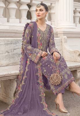 Lavendar heavy zari work kurti suit set 3