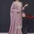 Pink embroidered unstitched silk blend suit material with heavy neck & border mirror work dupatta set
