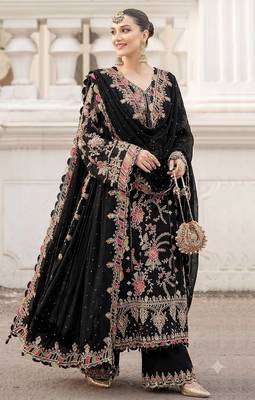 Black heavy zari work kurti suit set 3