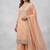 Orange embroidered unstitched silk blend  suit material with heavy neck & border mirror work dupatta set