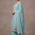 Sky blue embroidered unstitched silk blend  suit material with heavy neck & border mirror work dupatta set