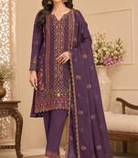 Wine heavy embroidery kurti set with scallop border dupatta | festive designer suit