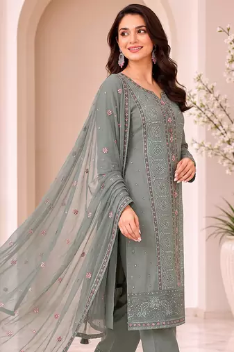 Elegant pista fancy sequins embroidery dress material set