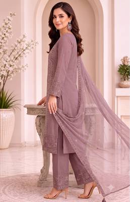 Elegant oniun fancy sequins embroidery dress material set 3