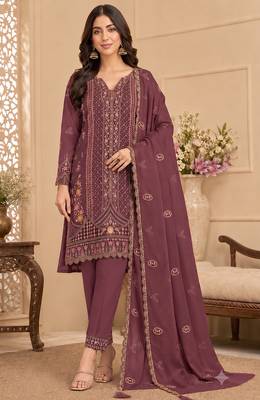 Oniun heavy embroidery kurti set with scallop border dupatta | festive designer suit 1