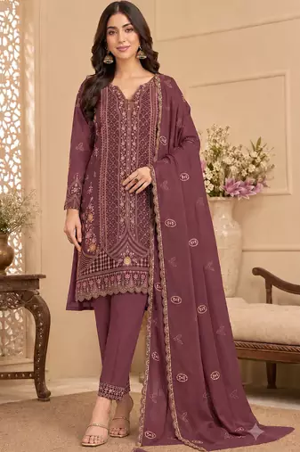 Oniun heavy embroidery kurti set with scallop border dupatta | festive designer suit