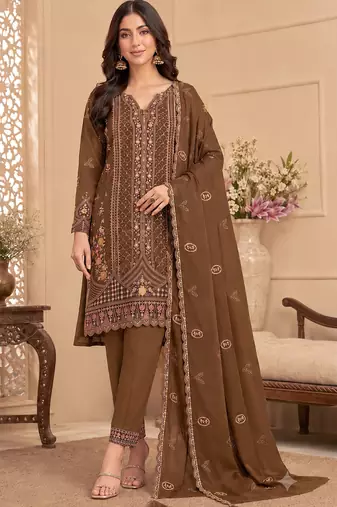 Mehendi heavy embroidery kurti set with scallop border dupatta | festive designer suit