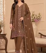 Mehendi heavy embroidery kurti set with scallop border dupatta | festive designer suit