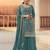 Teal heavy sequins & embroidery dress material with scalloped border dupatta