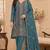 Teal blue heavy embroidery kurti set with scallop border dupatta | festive designer suit