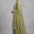 Green embroidered unstitched silk blend  suit material with heavy neck & border mirror work dupatta set