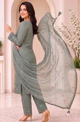 Elegant pista fancy sequins embroidery dress material set 3