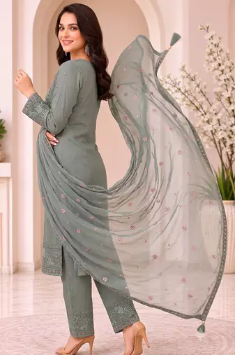 Elegant pista fancy sequins embroidery dress material set