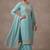 Sky blue embroidered unstitched silk blend  suit material with heavy neck & border mirror work dupatta set