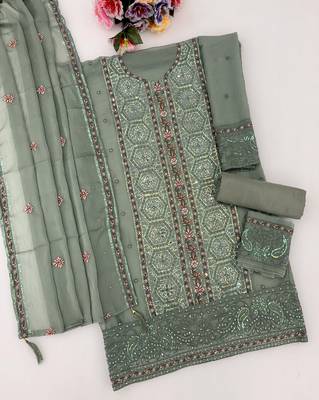 Elegant pista fancy sequins embroidery dress material set 4