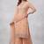 Orange embroidered unstitched silk blend  suit material with heavy neck & border mirror work dupatta set