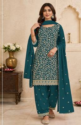 Festive wear unstitched suit with dupatta 1