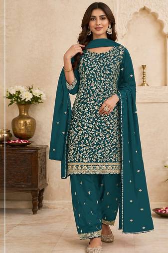 Festive wear unstitched suit with dupatta
