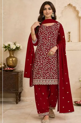Festive wear unstitched suit with dupatta