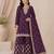 Designer wine color zari work pakistani suit piece with heavy border dupatta for women