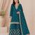 Designer teal color zari work pakistani suit piece with heavy border dupatta for women