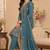 Teal blue heavy embroidery kurti set with scallop border dupatta | festive designer suit