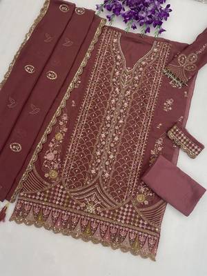 Oniun heavy embroidery kurti set with scallop border dupatta | festive designer suit 4