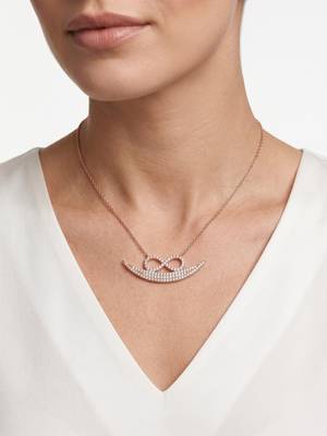 925 Sterling Silver Rose Gold  Infinity Crescent Moon Pendant Necklace Set  for Women 1