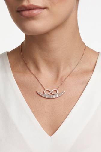 925 Sterling Silver Rose Gold  Infinity Crescent Moon Pendant Necklace Set  for Women