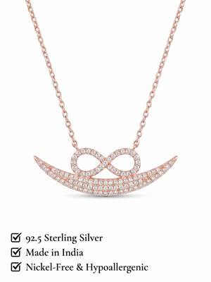 925 Sterling Silver Rose Gold  Infinity Crescent Moon Pendant Necklace Set  for Women 4