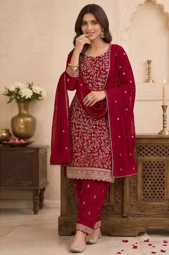 Festive wear unstitched suit with dupatta