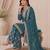 Designer teal color zari work pakistani suit piece with heavy border dupatta for women