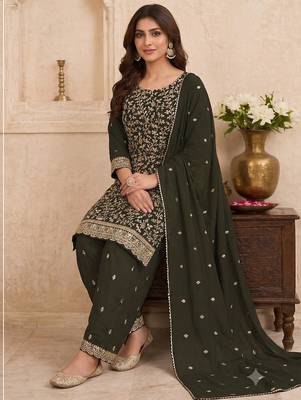 Festive wear unstitched suit with dupatta 2