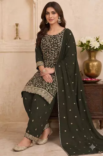 Festive wear unstitched suit with dupatta