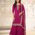 Pink embroidered unstitched salwar suit material with heavy border dupatta