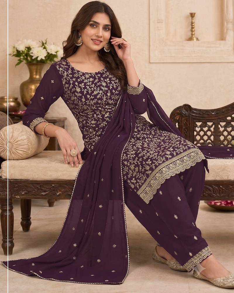Festive wear unstitched suit with dupatta