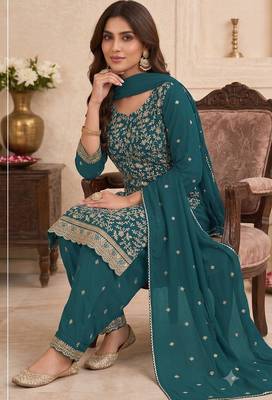 Festive wear unstitched suit with dupatta 2
