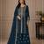 Teal zari work straight kurta with bottom & scallop dupatta set