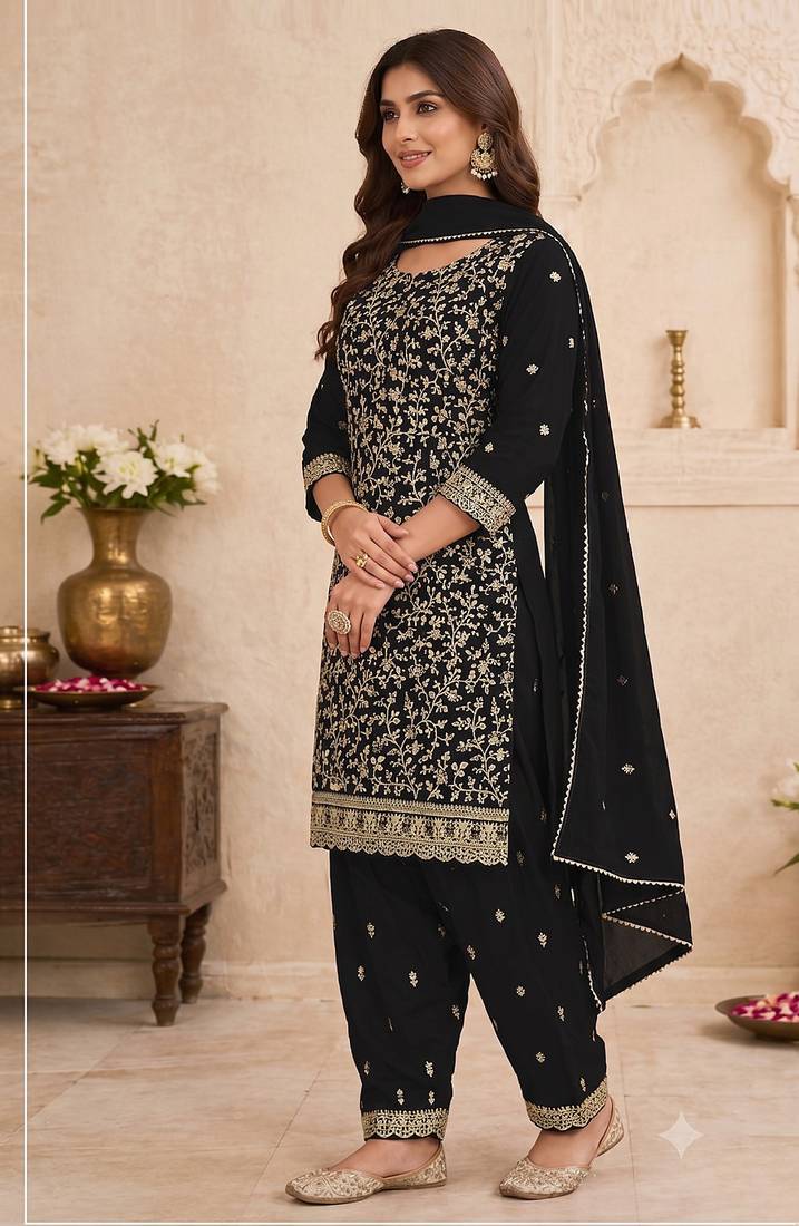 Festive wear unstitched suit with dupatta