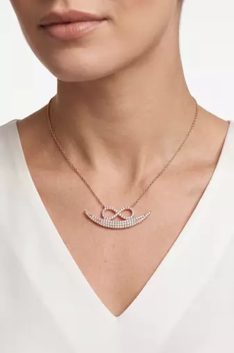 925 Sterling Silver Rose Gold  Infinity Crescent Moon Pendant Necklace Set  for Women
