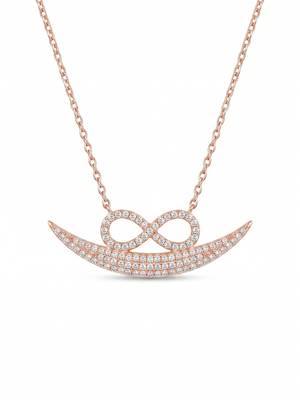 925 Sterling Silver Rose Gold  Infinity Crescent Moon Pendant Necklace Set  for Women 2