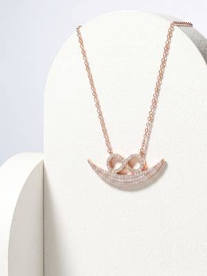 925 Sterling Silver Rose Gold  Infinity Crescent Moon Pendant Necklace Set  for Women 3