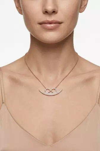 925 Sterling Silver Rose Gold  Infinity Crescent Moon Pendant Necklace Set  for Women