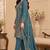 Teal blue heavy embroidery kurti set with scallop border dupatta | festive designer suit