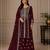 Maroon zari work straight kurta with bottom & scallop dupatta set