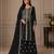 Balck zari work straight kurta with bottom & scallop dupatta set